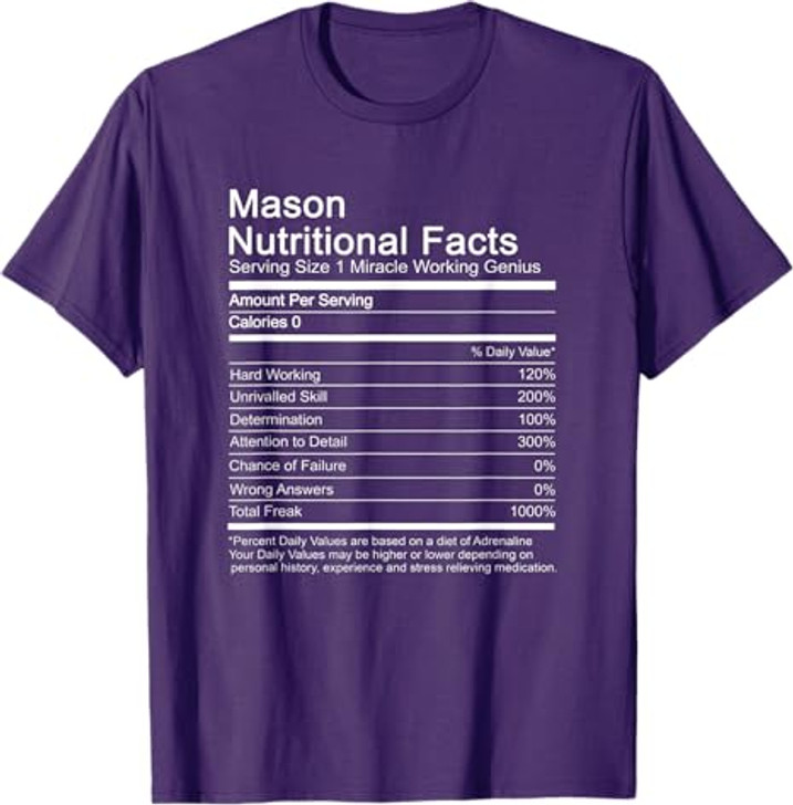 Mason Funny Name Nutritional Facts T-Shirt