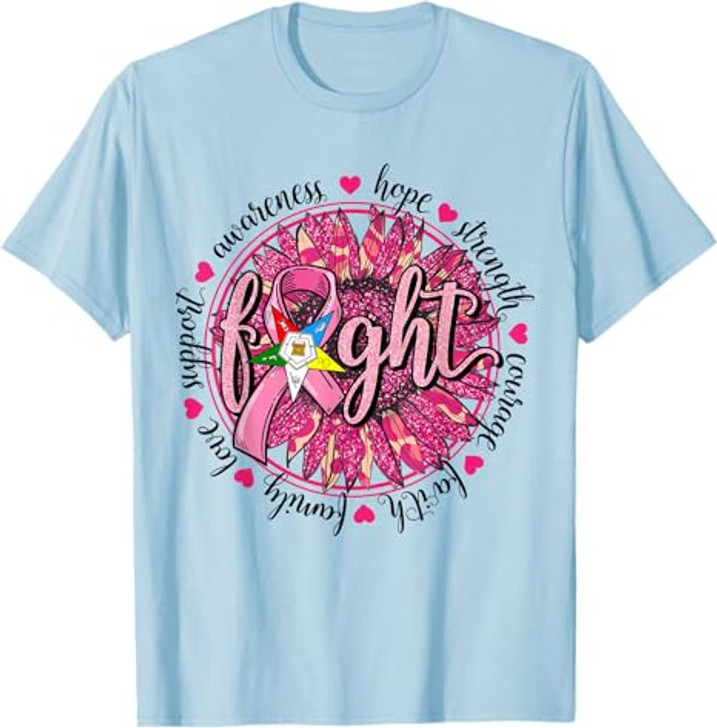 OES Fight Faith Hope Love Support Breast Cancer Awareness T-Shirt