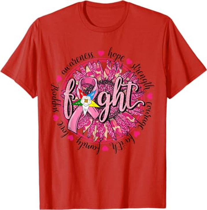 OES Fight Faith Hope Love Support Breast Cancer Awareness T-Shirt