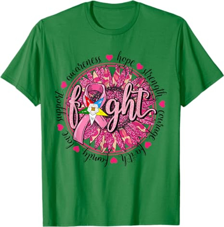 OES Fight Faith Hope Love Support Breast Cancer Awareness T-Shirt