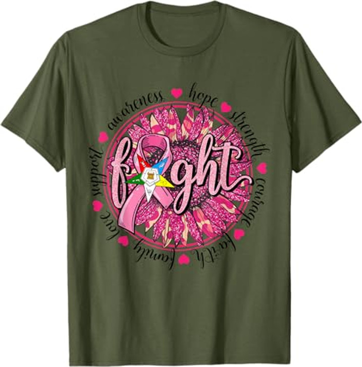 OES Fight Faith Hope Love Support Breast Cancer Awareness T-Shirt
