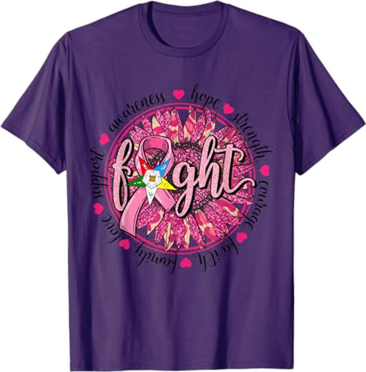 OES Fight Faith Hope Love Support Breast Cancer Awareness T-Shirt