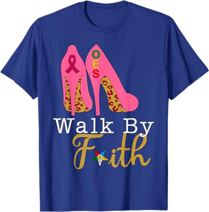 OES Leopard Pink Star Walk By Faith Breast Cancer Awareness T-Shirt