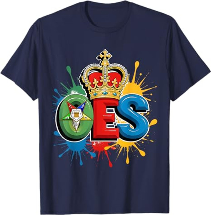 OES Queen Crown Diamond WaterColor Order of the Eastern Star T-Shirt