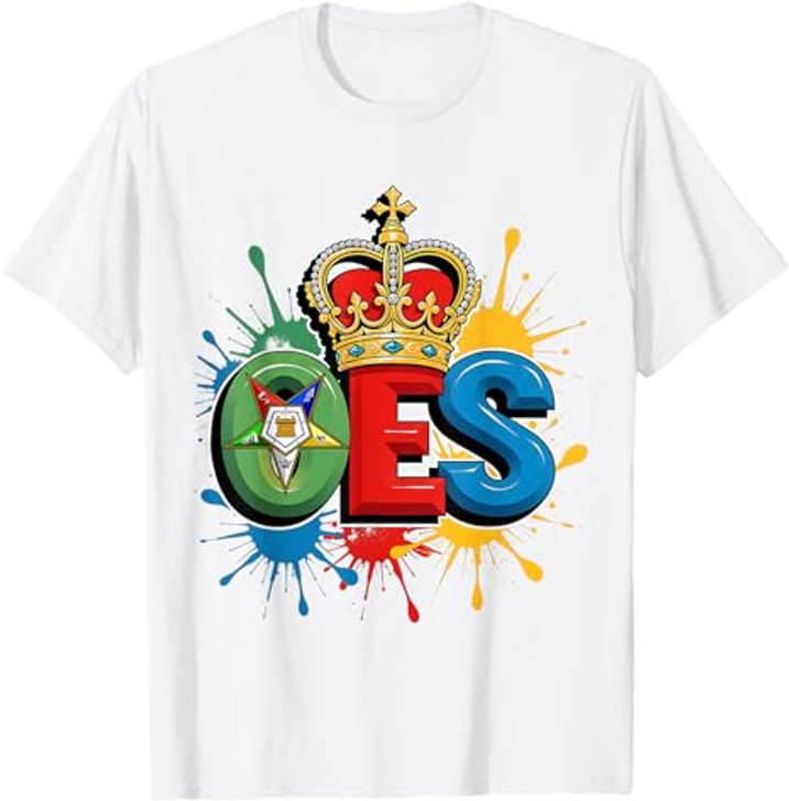 OES Queen Crown Diamond WaterColor Order of the Eastern Star T-Shirt
