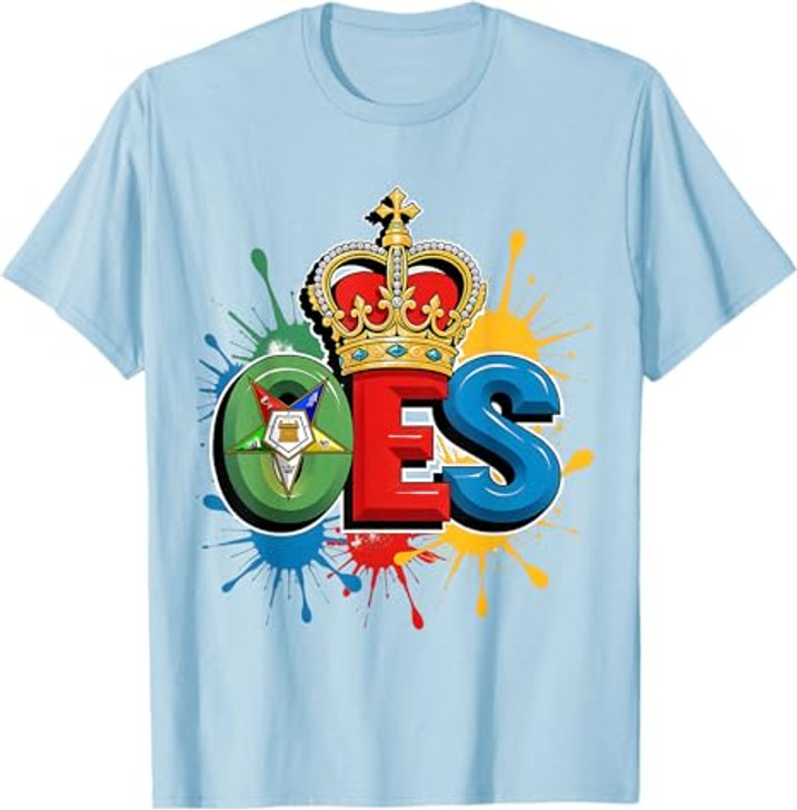 OES Queen Crown Diamond WaterColor Order of the Eastern Star T-Shirt