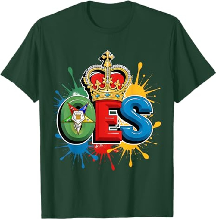 OES Queen Crown Diamond WaterColor Order of the Eastern Star T-Shirt
