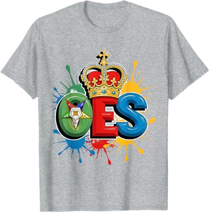 OES Queen Crown Diamond WaterColor Order of the Eastern Star T-Shirt