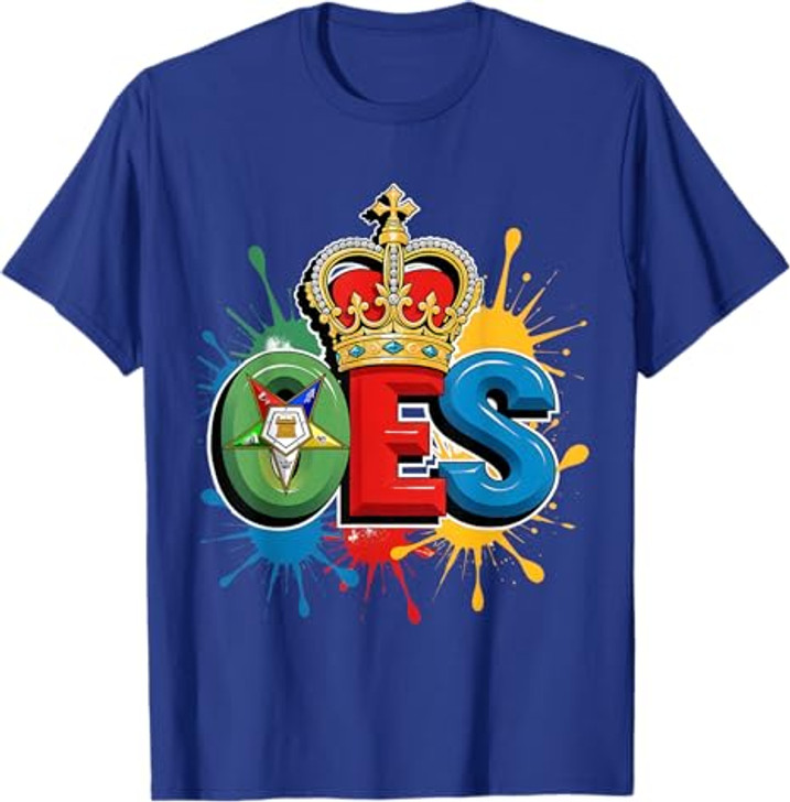 OES Queen Crown Diamond WaterColor Order of the Eastern Star T-Shirt