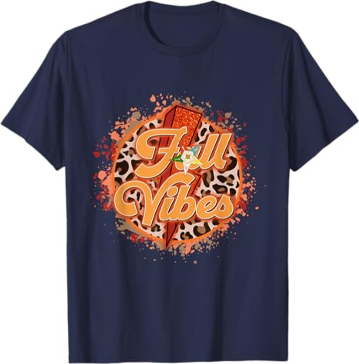 OES Fall Vibes Retro Leopard of the Eastern Star Halloween T-Shirt