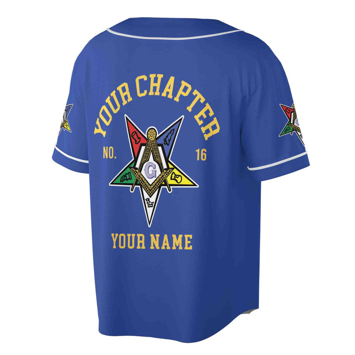 Order Of The Eastern Star OES Past Patrons Emblem Masonic Square & Compass Baseball Jersey S-5XL