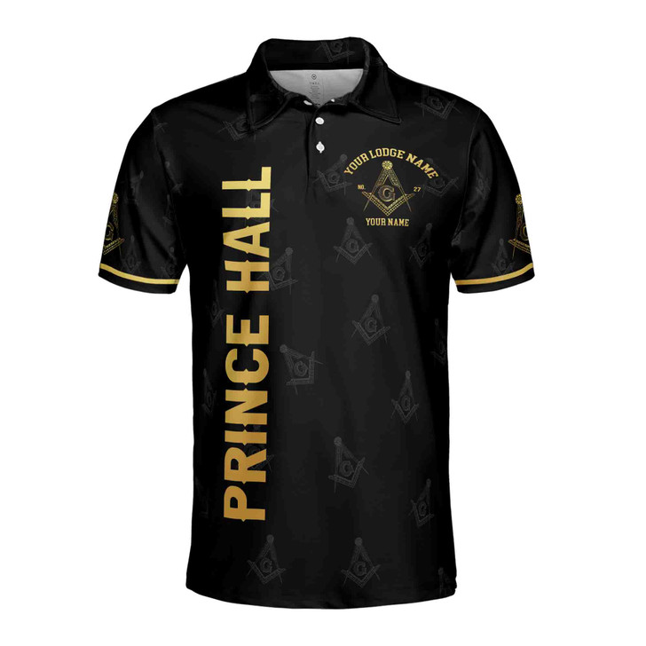 Customize Name Lodge Name Prince Hall PHA Freemasonry Masonic Men's Polo Shirt S-5XL