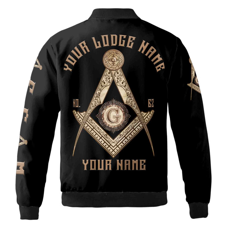 Customize Name, Lodge Name A.F. & A.M. Masonic Freemason Bomber Jacket S-5XL