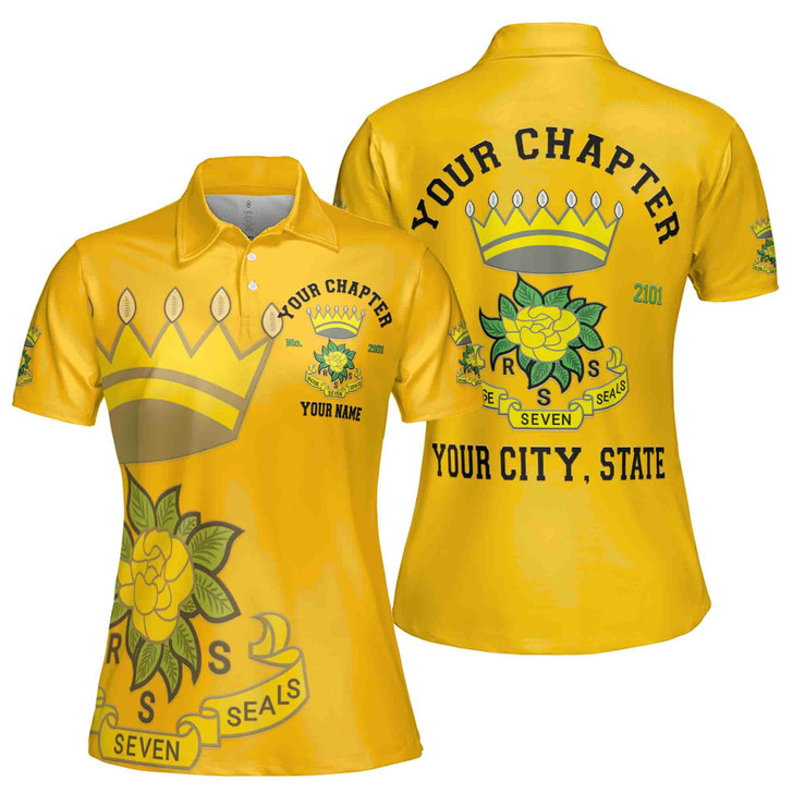 Customize Rose Of The Seven Seals DOS Fraterner Masonic Sisters Freemasonry Women's Polo Shirt S-5XL