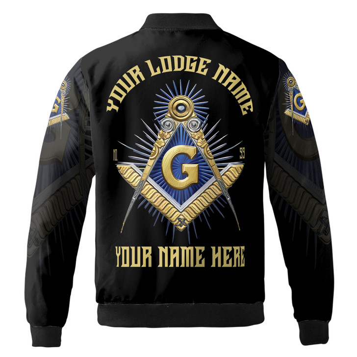 Personalized Freemasonry Master Mason Golden Bomber Jacket S-5XL