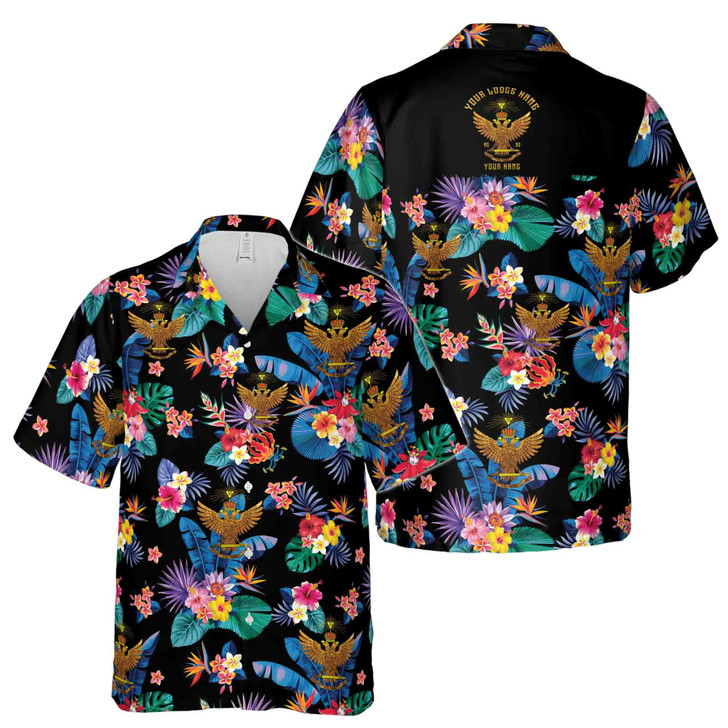 Customized Scottish Rite 33 Colorful Palm Leaf Hawaiian Shirt S-5XL