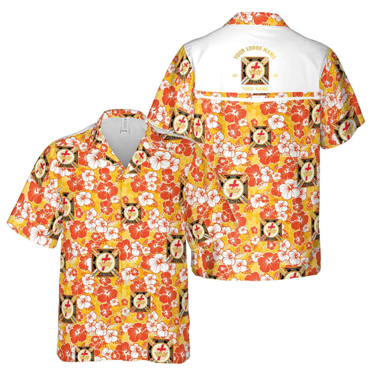 Customized Knights Temple Commandery Masonry Floral Hawaiian Shirt S-5XL