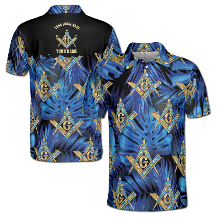 Custom  Personalized Freemasonry Master Mason Tropical Palm Tree Men's Polo Shirt S-5XL
