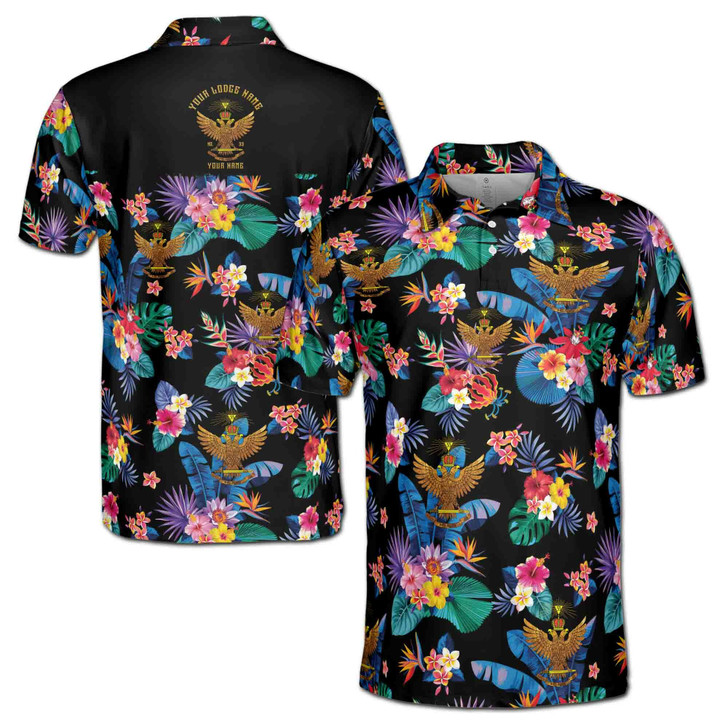Customized Scottish Rite 33 Colorful Palm Leaf Men's Polo Shirt S-5XL