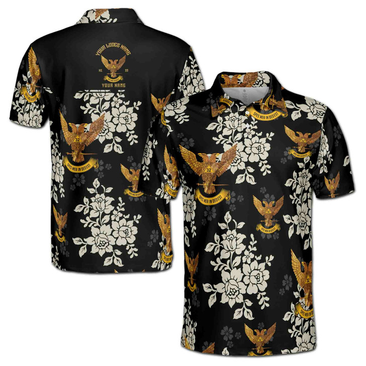 Customized Scottish Rite 32 Tropical Floral Men's Polo Shirt S-5XL