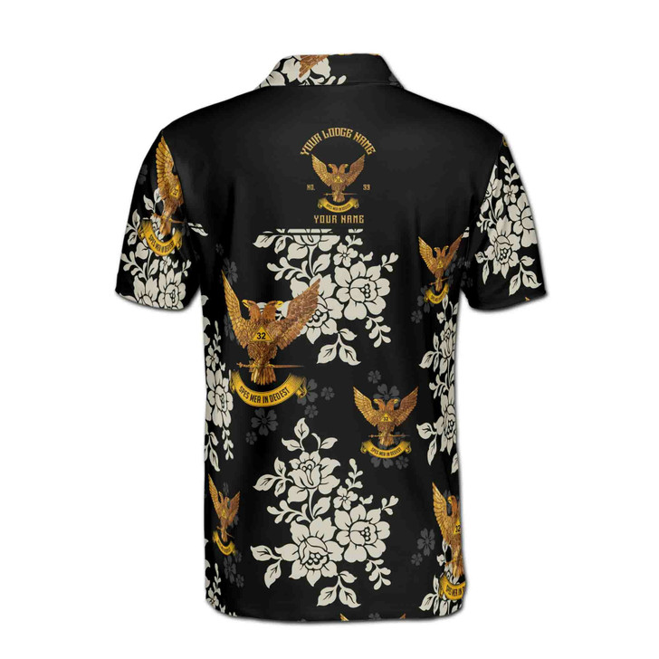 Customized Scottish Rite 32 Tropical Floral Men's Polo Shirt S-5XL