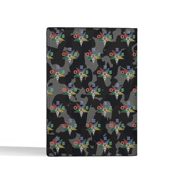 Black Camo Order of the Eastern Star OES Pentagon Down Passport Holder