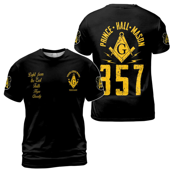 Personalized Light From East Prince Hall Mason 357 T-shirt S-5XL