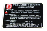36261 DECAL 2-3/8" wide by 1-7/16" tall. Tecumseh Engine Parts, Tecumseh (TE-36261)