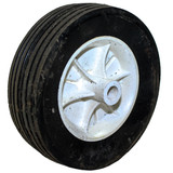 6" Wheel, Plastic, 1.50" wide, 1/2" bore, White, Dirty from storage, Misc Lawnmower Parts (LM-WHEEL-PL-6-W2)
