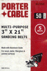 Sanding Belt, 50 Grit, 5 Pack, 3" X 21" Belt Porter-Cable Tool (PC-B3210505) Sanding Belt, 50 Grit, 5 Pack, 3" X 21" Belt Porter-Cable Tool (PC-B3210505)