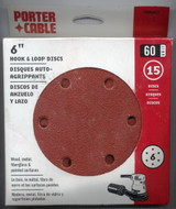 Sanding Disc, 6" Hook and Loop, 60 Grit, 15 Pack, 6 Hole Pattern Porter-Cable Tool, Porter-Cable (PC-736600615) Sanding Disc, 6" Hook and Loop, 60 Grit, 15 Pack, 6 Hole Pattern Porter-Cable Tool, Porter-Cable (PC-736600615)