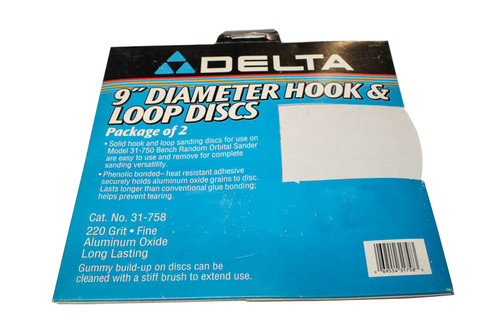 Delta-31758 9" diameter hook & loop discs, package of 2. 220 grit fine aluminum oxide (DELTA-31758)
