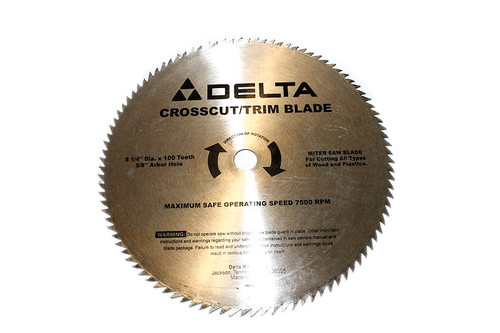 Delta-899838 crosscut/trim blade. 8 1/4" diameter x 100 teeth, 5/8" arbor hole (DELTA-899838) Delta-899838 crosscut/trim blade. 8 1/4" diameter x 100 teeth, 5/8" arbor hole (DELTA-899838)