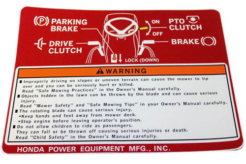 HONDA LABEL, OPERATION 87110-771-020 Honda Engine Parts (HO-87110771020) HONDA LABEL, OPERATION 87110-771-020 Honda Engine Parts (HO-87110771020)