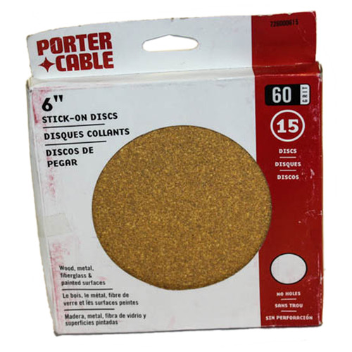 porter cable 726600615 ADHESIVE BACK SANDING DISCS, 60 GRIT, 15 PACK, Porter-Cable (PC-726600615)