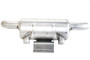 Muffler for twin engines, twin inputs and two outputs, 17.25" overall 10" can length, diameter 4.5" inlets are 1-1/16" I.D. 1-3/16" O.D. 6.5" center to center, outlets are 1.5" O.D. bracket is 1.5" above can 2-9/16" c to c on bolt holes. Engine Parts