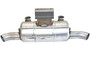 Muffler for twin engines, twin inputs and two outputs, 17.25" overall 10" can length, diameter 4.5" inlets are 1-1/16" I.D. 1-3/16" O.D. 6.5" center to center, outlets are 1.5" O.D. bracket is 1.5" above can 2-9/16" c to c on bolt holes. Engine Parts