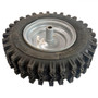 4.80 - 8 Tubeless snow Tread X Trac 2 ply tubeless Tire and wheel Carlisle Tire hub is 5" long x 3/4" id with pin holes on 1 side wheels have minor scuffs towards outer edges. (T480X8-CAR-SNOW-G)