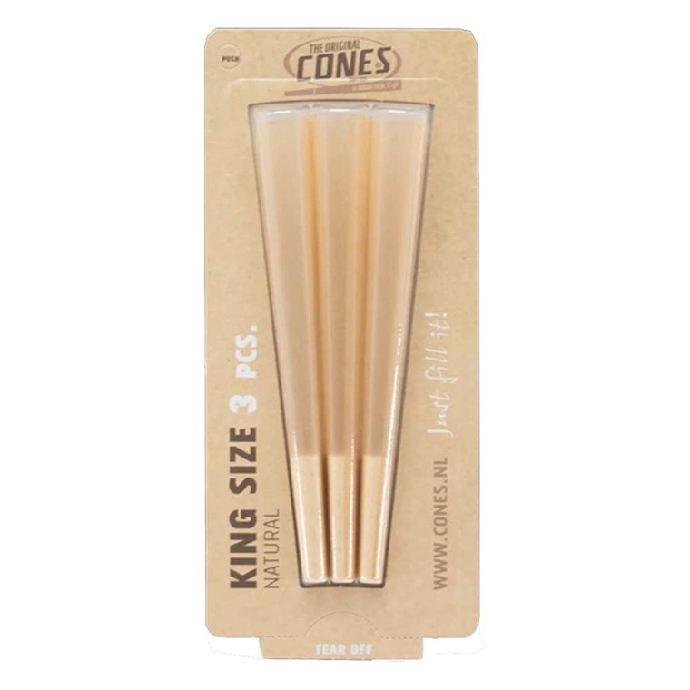 CONES® Natural King Size - Unbleached - 109mm/Filter 30mm - 3pc Blister Pack