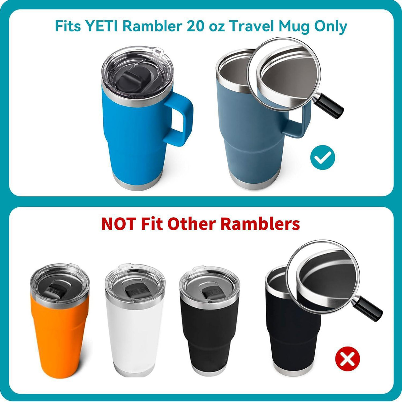 Yeti 20 oz Stronghold Lid Replacement Lid for YETI Rambler 20 oz Travel Mug Only The BBQ Allstars