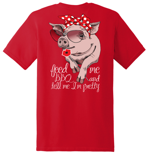 Memphis BBQ CO. "Feed Me BBQ and Tell Me I'm Pretty" T-Shirt in Red