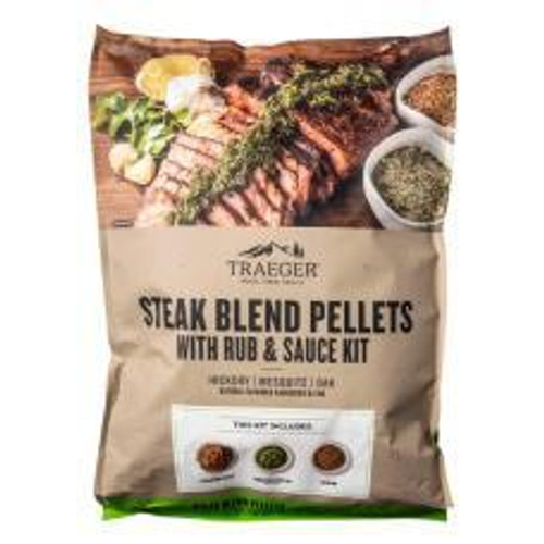 Traeger Steak Blend Pellets with Rub and Sauce Kit