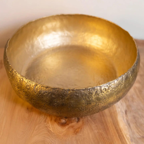 Bigsur Handcrafted Round Gold Textured Bowl
