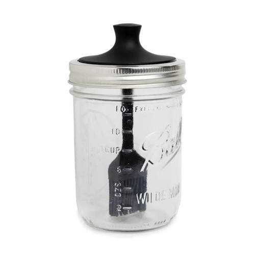 Jarware Silicone Black Basting Brush Lid For Wide Mouth