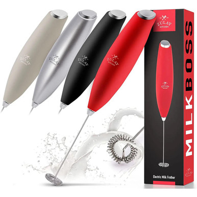 Zulay Kitchen: Milk Frother with Holster Stand (Red Color) - Giving Flavor