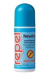 Repel roll-on insect repellent in a blue bottle