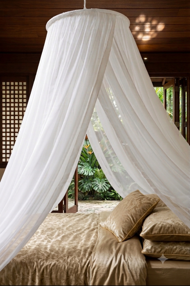Silk round bed canopy