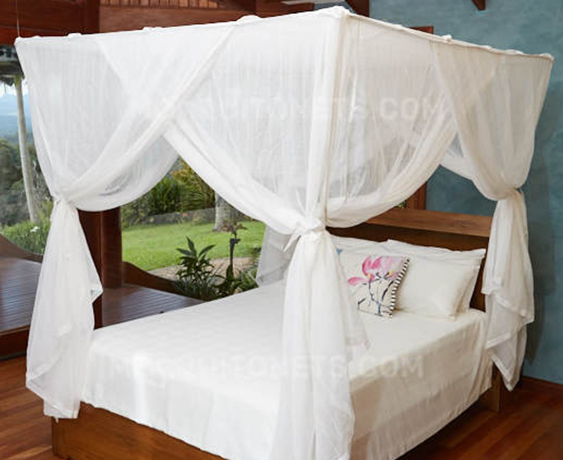 100% cotton box mosquito net bed canopy with four openings
