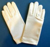 Girls gloves satin ivory off white