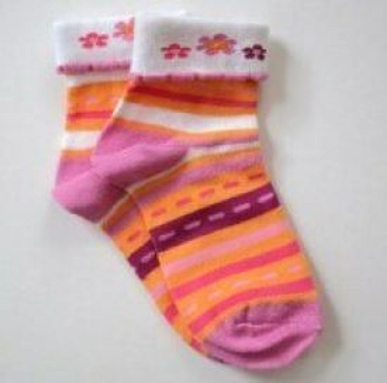 Girls socks - pink and orange flowered